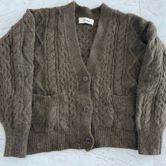 Buck Mason Sweaters - Buck Mason Baby Alpaca Cable Knit Cardigan Sweater (M)